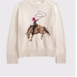 Abercrombie & Fitch Beige Sweater with Cowboy Design